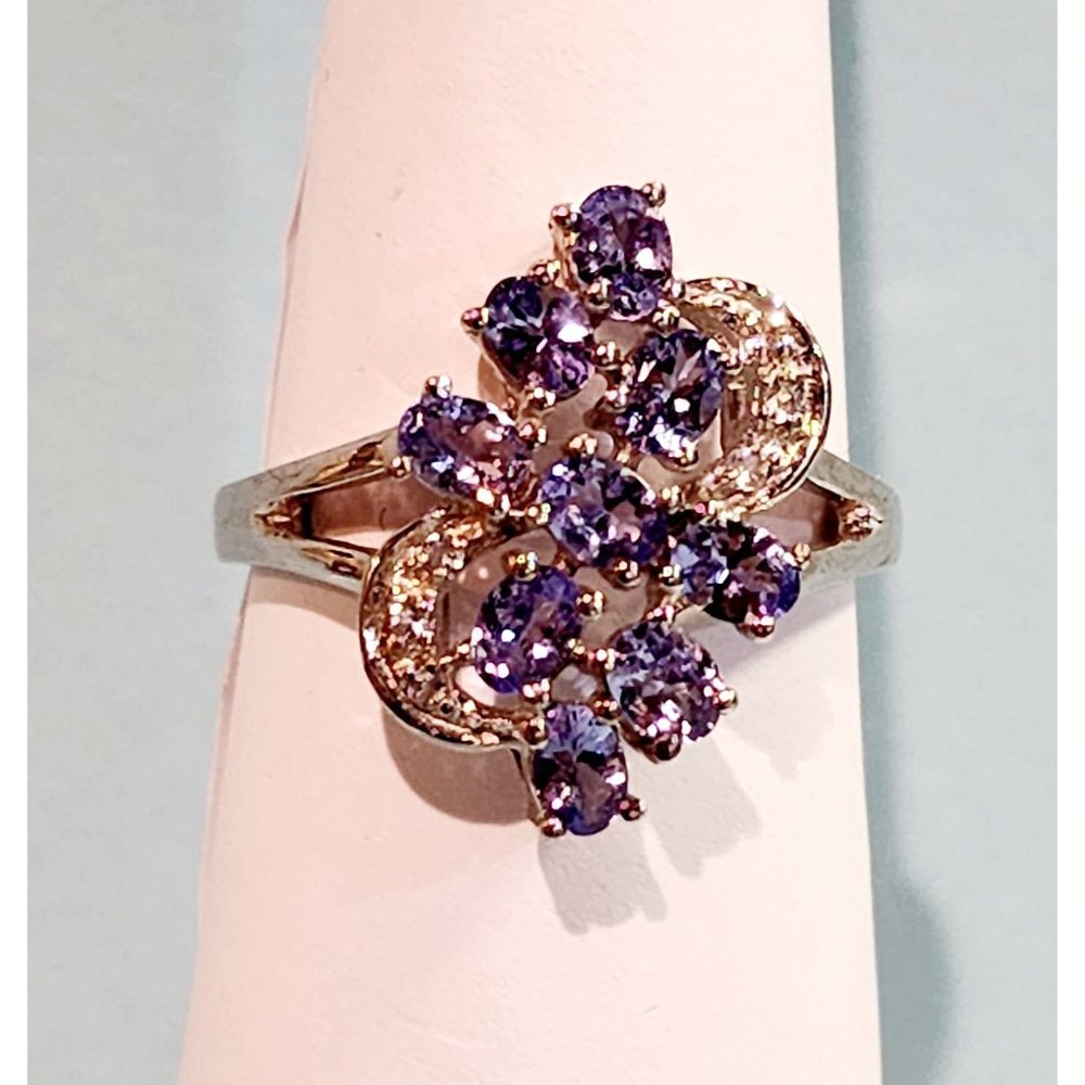 Women's Brand New Size 9 Rare 1.52 Ct AA Tanzanite And White Topaz Set In Beau